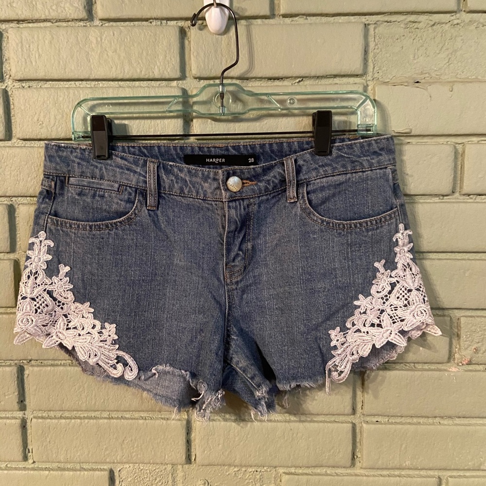 Harper Jean Shorts with Lace 28
